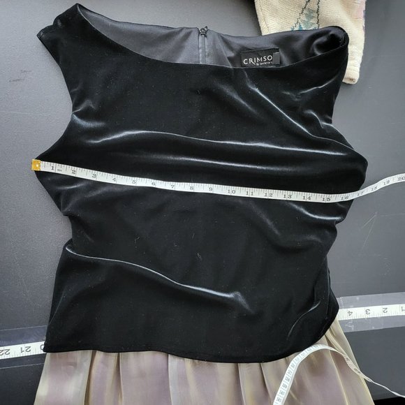 Crimson by Lawrence Kurtz Women's Black Velvet Gold Taffeta Dress Size 10 Formal - Picture 9 of 10